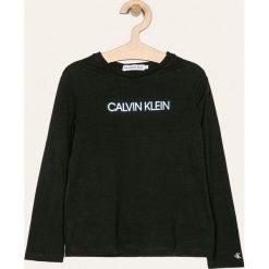 Calvin Klein Jeans - Longsleeve dziecięcy 104-176 cm. Różowe bluzki dziewczęce Calvin Klein Jeans, z nadrukiem, z bawełny, z okrągłym kołnierzem, z długim rękawem, długie, bez kaptura. Za 139,90 zł.