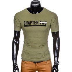 T-shirty męskie: T-SHIRT MĘSKI Z NADRUKIEM S927 – KHAKI