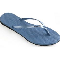 Havaianas - Japonki. Niebieskie klapki damskie Havaianas, bez wzorów, ze skóry, bez obcasa, na obcasie. W wyprzedaży za 69,90 zł.