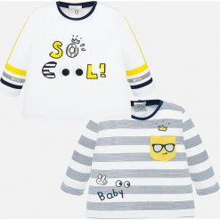 Mayoral - Longsleeve dziecięcy 60-86 (2-pack). Niebieskie bluzki dziewczęce Mayoral, z nadrukiem, z elastanu, z okrągłym kołnierzem, z długim rękawem, długie, bez kaptura. W wyprzedaży za 79,90 zł.