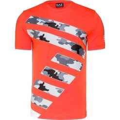 T-shirt EA7 EMPORIO ARMANI Pomarańczowy. Pomarańczowe t-shirty męskie marki EA7 Emporio Armani, z nadrukiem, z tkaniny, z okrągłym kołnierzem. Za 340,00 zł.