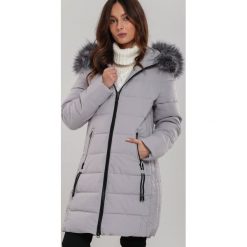 Szara Kurtka Bridesburg. Szare kurtki damskie Renee, na zimę, s, bez wzorów, eleganckie, długie, z kapturem. Za 249,99 zł.