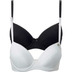 Biustonosz "push up" (2 szt.), bawełna organiczna bonprix czarny + biały. Czarne biustonosze bonprix, z nadrukiem, z bawełny. Za 69,98 zł.