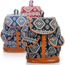 Plecaki damskie: DUŻY PLECAK DAMSKI AZTECK STYLE CZERWONY