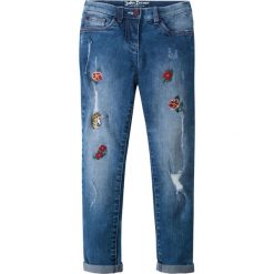 Dżinsy SKINNY z haftem bonprix niebieski "stone”. Niebieskie spodnie dziewczęce bonprix, z haftami. Za 74,99 zł.