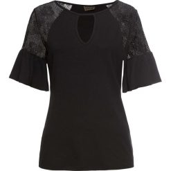 Shirt bonprix czarny. Czarne koszulki damskie bonprix, bez wzorów, z dzianiny, bez kołnierzyka, bez rękawów. Za 59,99 zł.
