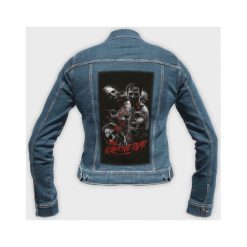 Kurtka jeansowa damska The walking dead. Kurtki damskie MegaKoszulki, na wiosnę, z nadrukiem, z jeansu, klasyczne, bez kaptura. Za 204,90 zł.