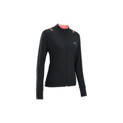 Kurtka do biegania RUN DRY damska. Czarne kurtki damskie marki KALENJI, z elastanu, do biegania. Za 59,99 zł.