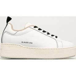 Blauer - Buty skórzane. Białe buty sportowe damskie Blauer, bez wzorów, ze skóry, sportowe. W wyprzedaży za 299,90 zł.