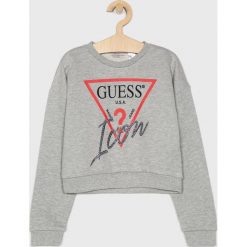 Guess Jeans - Bluza dziecięca 118-175 cm. Niebieskie bluzy dziewczęce Guess Jeans, z nadrukiem, z jeansu, bez rękawów, bez kaptura. W wyprzedaży za 149,90 zł.
