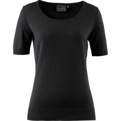 Sweter, krótki rękaw bonprix czarny. Czarne swetry klasyczne damskie marki bonprix, z okrągłym kołnierzem. Za 49,99 zł.