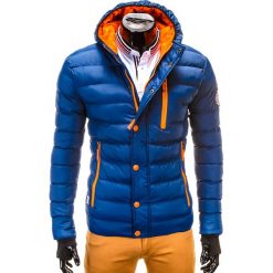 KURTKA MĘSKA ZIMOWA PIKOWANA C124 - GRANATOWA. Niebieskie kurtki męskie pikowane Ombre Clothing, na zimę, m, z nylonu. Za 149,00 zł.