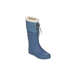 Kalosze Aigle POLKA GIBOULEE. Niebieskie kalosze damskie Aigle, bez wzorów. W wyprzedaży za 231,20 zł.