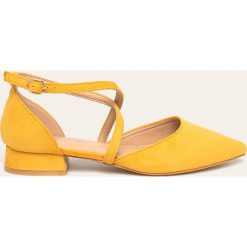 Answear - Baleriny Ideal Shoes. Żółte baleriny damskie ANSWEAR, bez wzorów, z gumy, bez obcasa, na obcasie. W wyprzedaży za 79,90 zł.