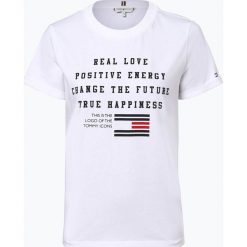 Tommy Hilfiger - T-shirt damski, biały. Białe t-shirty damskie TOMMY HILFIGER, l, bez wzorów, z bawełny, eleganckie, bez kołnierzyka. Za 139,95 zł.