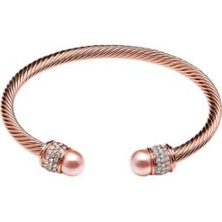 Bransoletki damskie: Bransoletka w kolorze różowego złota z kryształkami Swarovski