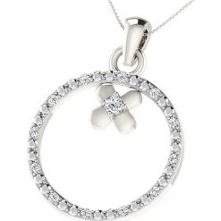 Naszyjniki damskie: Srebrny naszyjnik z diamentami – dł. 43 cm