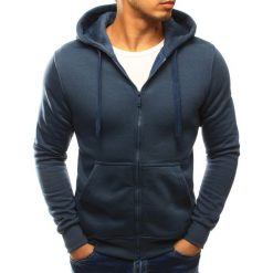 Bluzy męskie: Bluza męska rozpinana niebieska (bx3027)