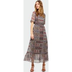 Sukienka długa szyfonowa boho - 44. Sukienki damskie e-margeritka.pl, bez wzorów, z poliesteru, eleganckie, z długim rękawem, długie, bez kaptura. Za 139,99 zł.