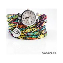 Zegarek, bransoletka - Kolorowy boho - owijany. Szare zegarki damskie Pakamera. Za 85,00 zł.