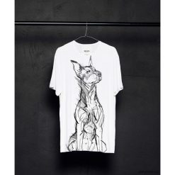 Doberman Pinscher t-shirt man. T-shirty męskie Pakamera, m, bez wzorów, z wiskozy, klasyczne, z klasycznym kołnierzykiem. Za 129,00 zł.