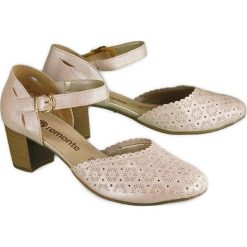 RIEKER REMONTE D0829-60 rosa, czółenka damskie. Czółenka damskie Rieker Remonte, bez wzorów, ze skóry, bez obcasa, na obcasie. Za 299,90 zł.