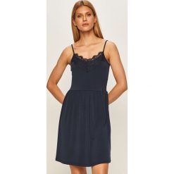 Vero Moda - Sukienka. Niebieskie sukienki damskie Vero Moda, na co dzień, s, bez wzorów, z elastanu, casualowe, bez kołnierzyka, bez rękawów, mini, rozkloszowane. W wyprzedaży za 49,90 zł.