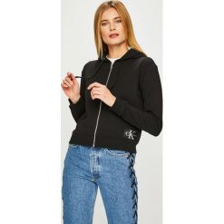 Calvin Klein Jeans - Bluza. Szare bluzy damskie Calvin Klein Jeans, s, z nadrukiem, z bawełny, bez rękawów, z kapturem. W wyprzedaży za 249,90 zł.
