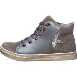 Skórzane sneakersy w kolorze szarym. Szare trampki dziewczęce Lamino Shoes, bez wzorów, z materiału, na sznurówki. W wyprzedaży za 159,95 zł.