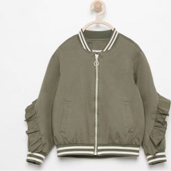 Kurtki dziewczęce: Kurtka bomber z falbanami – Khaki