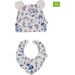 2-częściowy zestaw w kolorze beżowym: czapka i chusta. Brązowe czapeczki niemowlęce lamino, z nadrukiem, ze skóry. W wyprzedaży za 30,95 zł.