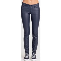 SPODNIE Emporio Armani. Niebieskie spodnie damskie Emporio Armani, z aplikacjami, ze skóry ekologicznej. Za 417,00 zł.