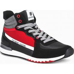 Buty męskie sneakersy za kostkę T327 - czarne. Czarne sneakersy męskie Ombre Clothing, za kostkę, na sznurówki. Za 119,00 zł.