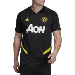 Adidas Manchester United Training Jsy DX9030 t-shirt męskie czarne L. Czarne t-shirty męskie Adidas, m, bez wzorów, z poliesteru, sportowe, bez kołnierzyka. W wyprzedaży za 119,99 zł.