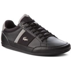 Sneakersy LACOSTE - Chaymon 318 1 CAM 7-36CAM0008231 Blk/Gry. Czarne sneakersy męskie Lacoste, na co dzień, bez wzorów, ze skóry ekologicznej, klasyczne, bez zapięcia. W wyprzedaży za 359,00 zł.