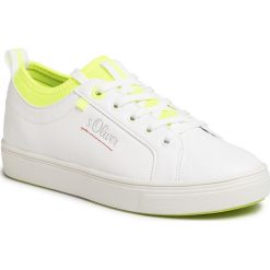 Sneakersy S.OLIVER - 5-23603-34 Wht/Neon Yel. 168. Białe półbuty damskie S.Oliver, bez wzorów, ze skóry ekologicznej, bez obcasa, na płaskiej podeszwie, bez zapięcia. Za 199,00 zł.