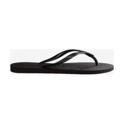Havaianas Slim Japonki Czarny. Czarne klapki damskie Havaianas, w paski, z materiału, bez obcasa. Za 119,95 zł.