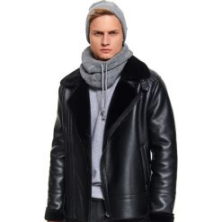 Komin męski. Szare szaliki męskie Top Secret, na zimę, bez wzorów, z dzianiny. W wyprzedaży za 34,99 zł.