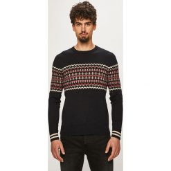 Jack & Jones - Sweter. Niebieskie swetry męskie Jack & Jones, xl, z aplikacjami, z bawełny, z okrągłym kołnierzem, bez kaptura. W wyprzedaży za 119,90 zł.