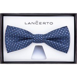 Mucha Niebieska. Niebieskie muszki męskie LANCERTO, na studniówkę, bez wzorów, z dzianiny, eleganckie. Za 79,90 zł.