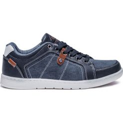 Trampki męskie: BUTY MĘSKIE TRAMPKI T192 – GRANATOWE