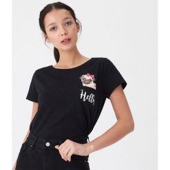 T-shirt z mopsem - Czarny. Czarne t-shirty damskie House, s, bez wzorów, bez kołnierzyka. Za 29,99 zł.