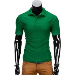 Koszulka męska polo bez nadruku S715 - zielona. Zielone koszulki męskie Ombre Clothing, s, z nadrukiem, z materiału, klasyczne, bez rękawów. Za 19,00 zł.