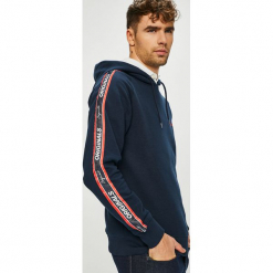Jack & Jones - Bluza. Niebieskie bluzy męskie Jack & Jones, s, bez wzorów, z bawełny, z kapturem, bez rękawów, z kapturem. W wyprzedaży za 139,90 zł.