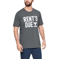 Under Armour Project Rock Rents Due Koszulka Szary. Szare podkoszulki męskie Under Armour, xxl, z nadrukiem, z elastanu, z krótkim rękawem. Za 171,95 zł.
