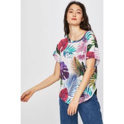Desigual Sport - Top. Białe topy damskie marki Desigual Sport, s, z nadrukiem, z elastanu, z okrągłym kołnierzem. Za 149,90 zł.