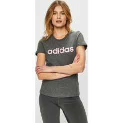 Adidas Performance - Top. Szare topy damskie marki adidas Performance, s, z nadrukiem, z bawełny, z okrągłym kołnierzem. Za 79,90 zł.