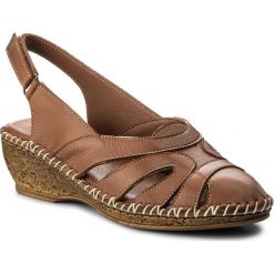Sandały LANQIER - 40C1429 Brown. Pomarańczowe klapki damskie marki Lanqier, bez wzorów, ze skóry, bez obcasa, na obcasie. W wyprzedaży za 129,00 zł.