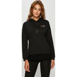 EA7 Emporio Armani - Bluza. Czarne bluzy damskie EA7 Emporio Armani, s, z nadrukiem, z wiskozy, z długim rękawem, długie, z kapturem. Za 559,90 zł.