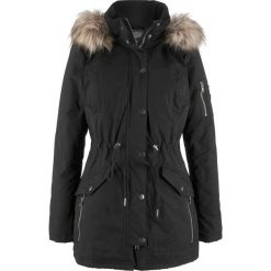 Parka ocieplana bonprix czarny. Czarne parki damskie bonprix, bez wzorów, bez kaptura. Za 269,99 zł.